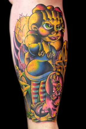Tattoos - Killer Bunny Girl and graveyard scene tattoo - 14180